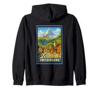 Zermatt Suiza Vintage Ski Village Poster Art Graphic Sudadera con Capucha