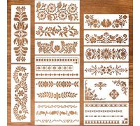 Zernblend 14 Piezas Set de Plantillas Sashiko, decoración de Manualidades, Quilting a Mano, Plantillas de Relieve, Patrones de Bordado con Tiras largas (6 Piezas 11,8 x 6 Pulgadas y 8 Piezas 11,8 x