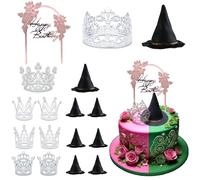 Zernblend 17 Piezas Toppers para Cupcakes con Diseños de Brujas y Princesas, Decoración de Tarta de Cumpleaños
