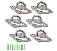 Zerniple (6 piezas) M8 Gancho de techo de suspensión de acero inoxidable 304 con placa de ojo en U, ganchos de pared, anillos de grapas