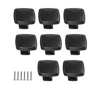 Zerniple Pomo Cuadrado de Aleación de Aluminio Sólido Con Un Solo Agujero, Mango Negro para Armario de Cocina, Cajón, 30,7 x 25,5 mm (8 Piezas)