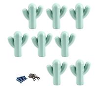 Zerniple Pomos de cerámica azul y verde con forma de cactus, para armario de habitación de niños, pomos de armario (vienen con tornillos y cuñas)