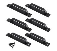 Zerniple Tirador de placa de puerta corredera de aleación de aluminio de 212 mm de longitud, manijas de puerta de granero, pomos de puerta negros con tornillo autorroscante (paquete de 6)