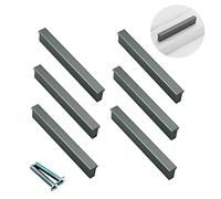 Zerniple Tiradores de armario de aleación de aluminio sólido gris mate de 150 mm de longitud para cajones de aparadores y armarios de cocina (paquete de 6)