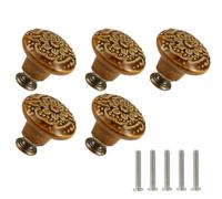 Zernmiarder Paquete de 10 tiradores de cerámica marrón para cajones de flores, pomos vintage para gabinete, tiradores de tocador antiguos con tornillos para armario, cajón, armario y proyectos de