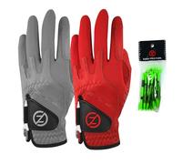 Zero Friction Cabretta Elite - Guantes de Golf para Hombre (2 Unidades), Color Gris y Rojo