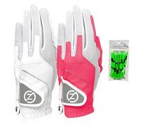 Zero Friction Guantes de Golf de Ajuste Universal para Mujer, Ajuste de compresión, 2 Unidades, Talla única, Blanco/Rosa