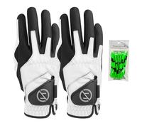 Zero Friction Guantes de Golf sintéticos de Ajuste Universal para Mano Derecha para Hombre, 2 Unidades, Talla única, Color Blanco