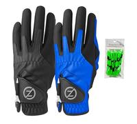 Zero Friction Guantes de Golf sintéticos de compresión para Hombre, Ajuste Universal, 2 Unidades, Talla única, Negro/Azul GL00106