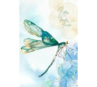 Zero Fucks Given: Blue Green Blank Notebook with Dragonfly Drawing: Aesthetic Journal or Gag Gift for Thoughts, Reflections, and Unbothered Vibes