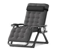 Zero Gravity Chairs, Extra Wide Folding Recliner Outdoor Indoor Patio Chaise Lounge Chair with Removable Cushion & Tray, JYLSSKUK, Black