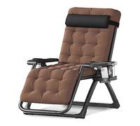 Zero Gravity Chairs, Extra Wide Folding Recliner Outdoor Indoor Patio Chaise Lounge Chair with Removable Cushion & Tray, JYLSSKUK, Brown