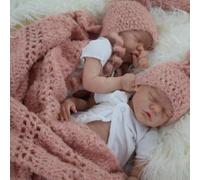 Zero Pam 45 CM Bebe Reborn Silicona Cuerpo Entero Gemelas Niñas, Muñecas Reborn Realista Niña con Ojos Cerrados, Bebe Reborns Silicona Blanda Anatómicamente Correcto
