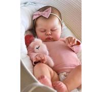 Zero Pam 48 CM Muñecas Reborn Niña Bebe Reborn Silicona Realista con Pelo Bebes Recien Nacidos Muñecas Cuerpo Blando Bebés De Silicona Reales con Ojos Cerrados