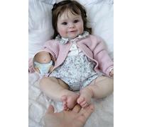 Zero Pam Bebe Reborn Niña Ojos Abiertos, 50CM Muñeca De Silicona Blandos Niña, Muñecas Reborn Realistas, Sonriendo como My Mini Baby, Lavables Muñecas para Niñas con Accesorios