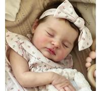 Zero Pam Bebe Reborn Niña Vinilo Cuerpo Completo, 50CM Muñeca Bebe Reborn Realista Recién Nacido Ojos Cerrados, Vinilo Cuerpo Completo Lavables Muñecas para Niñas con Accesorios