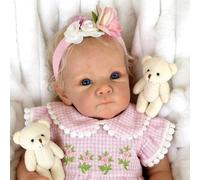 Zero Pam Bebe Reborn Silicona Cuerpo Completo Niña, 45CM Muñecas Bebe Reborn Niña con Rubio Pelo, Muñeca Recién Nacida Realista, Bebé Reborn Silicona como My Mini Baby con Accesorios
