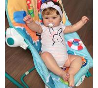 Zero Pam Bebe Reborn Silicona Cuerpo Completo Niñas Ojos Abiertos, 50 CM Muñecas Bebe Reborn Realista, Sonriendo Bebes Reborn Niña con Pelo, Poseable como My Mini Baby, Silicona Muñecas para Niñas