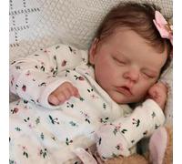 Zero Pam Bebe Reborn Silicona Cuerpo Completo Niñas Ojos Cerrados, 45CM Bebe Reborn Silicona Realista con Pelo, Anatómicamente Correcta Bebes Reborn Muñecas para Niñas con Accesorios