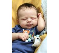 Zero Pam Bebe Reborn Silicona Cuerpo Completo Niño Ojos Cerrados, 45CM Muñeca De Silicona Blandos Niño, Muñecos Bebe Recién Nacidos, Lavables Muñecas para Niños con Accesorios