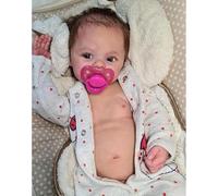 Zero Pam Bebes Reborn De Silicona Cuerpo Entero Realistas Y Reciennacida con Ojos Abiertos 45 CM, Bebe Reborn Niño con Pelo, Muñecas Reborn Vinilo De Cuerpo Entero Blanda Anatómicamente Correcto