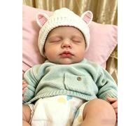 Zero Pam Muñeca De Silicona Ojos Cerrados, 50CM Muñeca De Silicona Blandos Niña, Muñecas Reborn Realistas, Muñecos Bebe Recién Nacidos, Lavables Muñeca De Bebés De Silicona