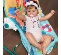 Zero pam Muñeca Reborn Realista de Silicona para Bebé Recién Nacido, Niña con Ojos Abiertos, 50 cm, Cuerpo Completo de Silicona, Impermeable, Vinilo, Bebé Sonriente y Linda con Pelo