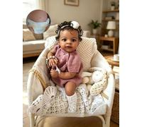 Zero Pam Muñecas Bebe Reborn Niña Negra, 50CM Bebe Reborn Niña Vinilo Cuerpo Completo Muñeca Negra Niñas con Pelo Posible como My Mini Baby, Negra Muñecos Bebes para Niñas