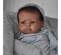 Zero Pam Muñecas Bebe Reborn Niño 20 Pulgadas Bebe Reborn Silicona Cuerpo Completo Muñeca Negra Niño con Pelo My Mini Baby con Detalles Realistas para Niños