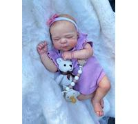 Zero Pam Muñecas Reborn Bebé Niña Ojos Cerrados, 45 CM Bebe De Silicona Cuerpo Entero, Muñeca Recién Nacida Realista, Anatómicamente Correcto Muñecas Bebé De Aspecto Real (Campestre)