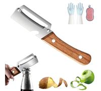 Zero Snag Wooden Peeler, 2 in 1 Multifunctional Vegetable Peeler with Bottle Opener, Non-Slip Fruit Peeler with Wooden Handle for Apple, Potato, Pumpkin, Papaya (1)