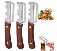 Zero Snag Wooden Peeler, Multi-functional Kitchen Vegetable Peeler with Wooden Handle, Stainless Steel Blade and Bottle Opener - Ideal Kitchen Tool for Fruits and Vegetables (3 Pcs B)
