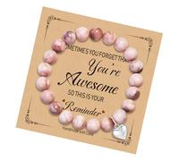 Zerobe Pulsera de piedra natural con colgante en forma de corazón para mujer, regalos de fe y cumpleaños para adolescentes, mejores amigas, madrinas y hermanas secretas, Adjustable, Piedra, piedra