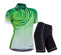 ZEROBIKE Kit de Manga Corta Jersey de Ciclo Bici del Camino para Mujer, Conjunto Ropa Al Aire Libre Transpiración para La Bicicleta, XL, 0019
