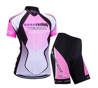 ZEROBIKE Kit de Manga Corta Jersey de Ciclo Bici del Camino para Mujer, Conjunto Ropa Al Aire Libre Transpiración para La Bicicleta, L, 0012