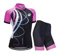 ZEROBIKE Kit de Manga Corta Jersey de Ciclo Bici del Camino para Mujer, Conjunto Ropa Al Aire Libre Transpiración para La Bicicleta, XL, 0026
