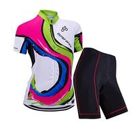 ZEROBIKE Kit de Manga Corta Jersey de Ciclo Bici del Camino para Mujer, Conjunto Ropa Al Aire Libre Transpiración para La Bicicleta, L, 0016