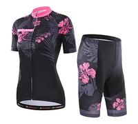 ZEROBIKE Kit de Manga Corta Jersey de Ciclo Bici del Camino para Mujer, Conjunto Ropa Al Aire Libre Transpiración para La Bicicleta, S, 0004