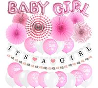 ZERODECO Decoraciones de Baby Shower, Oh Baby Foil Balloon It's a Girl Banners Fans de Papel Banderas Triangulares Bunting Globos Impresos Decoraciones de Fiesta de Despedida de Soltera