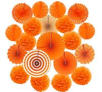 ZERODECO ZEORDECO Abanicos de Papel Bola de Nido Pom Poms Ventilador de Papel para Colgar Decoración para Cumpleaños Boda Carnaval Bebé Ducha Home Party Supplies Decoración - Naranja