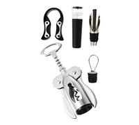 Zerodeko 1 juego Abridor de Botellas de Vino Manual Inoxidable Set Sacacorchos Cortador Tapón de Vacío y Vertedor para Fiestas y Picnics