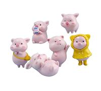Zerodeko 1 Juego Adorno De Cerdito Rosa Decoraciones De Cumpleaños De Rana Felpa Figuritas De Cerditos Decoración Micro Paisaje Cerdito Pequeñas Decoraciones De Cerdo 6 Piezas