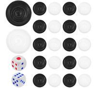Zerodeko 1 Juego de Piezas de Backgammon Dama Piezas de Dama Blanco Negro Peones de Repuesto de Plástico Piezas de Juego Mesa Jugando Fichas con Dados para Damas Suministros de Juego