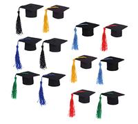 Zerodeko 1 Juego Mini Sombreros De Graduación Decorativos para Vino con Borlas Accesorios para Fiestas De Graduación Adornos para Bebidas Y Ramos 12 Piezas