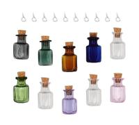 Zerodeko 10 Mini Botellas de Cristal de Vidrio con Tapones de Corcho para Manualidades de Bricolaje en Oficina y Decoración de Arena, Pack de 10 Frascos Pequeños Fáciles de Ver