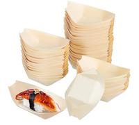 Zerodeko 100 Unidades Barco de Madera Reutilizable Seguro para Alimentos Forma de Barco para Sushi Adecuado para Fiestas y Catering de Aperitivos