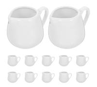 Zerodeko 12 mini jarras para crema: Jarra pequeña de cerámica de 100 ml/3.4 oz con asa para leche, salsas y jarabes, ideal para restaurantes y el hogar. Apta para microondas y lavavajillas.