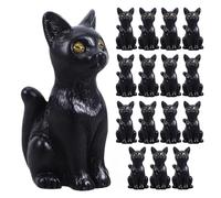 Zerodeko 16 Mini estatuas de Gato: Figuras de Gato Negro de Halloween, Decoraciones para Mesa, jardín, Fiestas de Halloween, Rellenos de Bolsas, decoración de casa de muñecas, coleccionables.