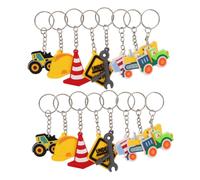 Zerodeko 16 Piezas Llaveros Excavadora de PVC Colgantes Decorativos de Vehículos de Construcción para Bolsas de Fiesta Infantiles Regalos Educativos y Suministros para Cumpleaños