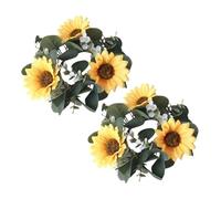 Zerodeko 2 Anillos De Vela Coronas De Hojas De Eucalipto Artificiales Candelabro De Girasol para Primavera Y Verano